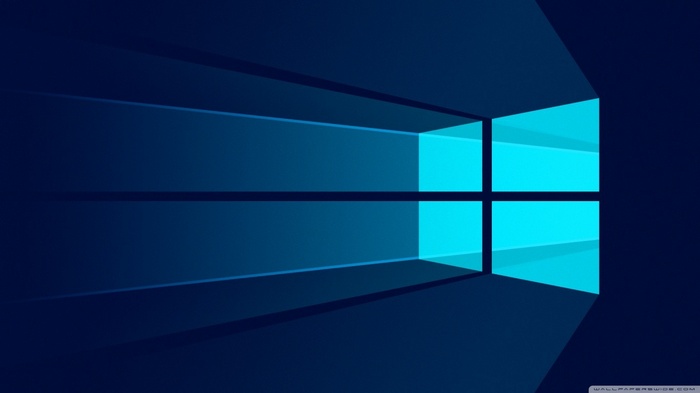 Windows 10 logo on a dark blue background