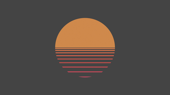 Minimalist sunset with orange sun and horizontal lines