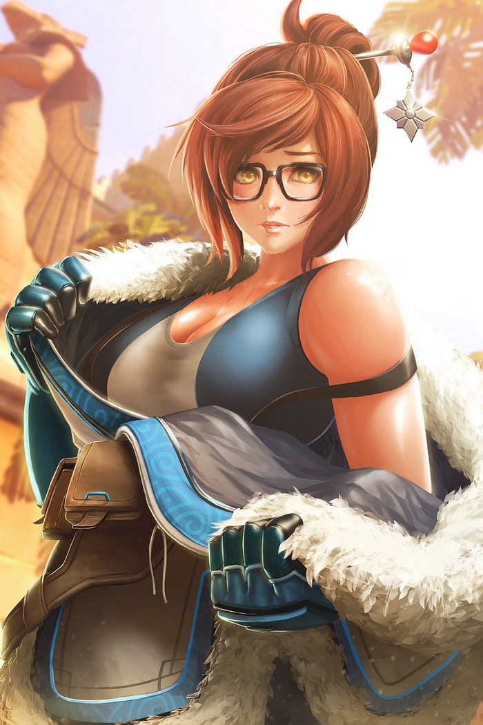 Mei from Overwatch with glasses and short hair