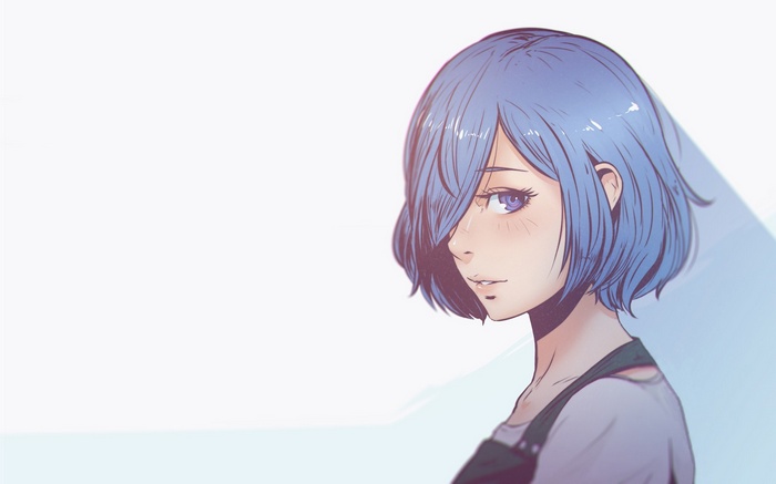 Kirishima Touka from Tokyo Ghoul with blue hair