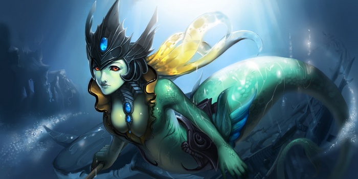 Fantasy mermaid with a crown and tail