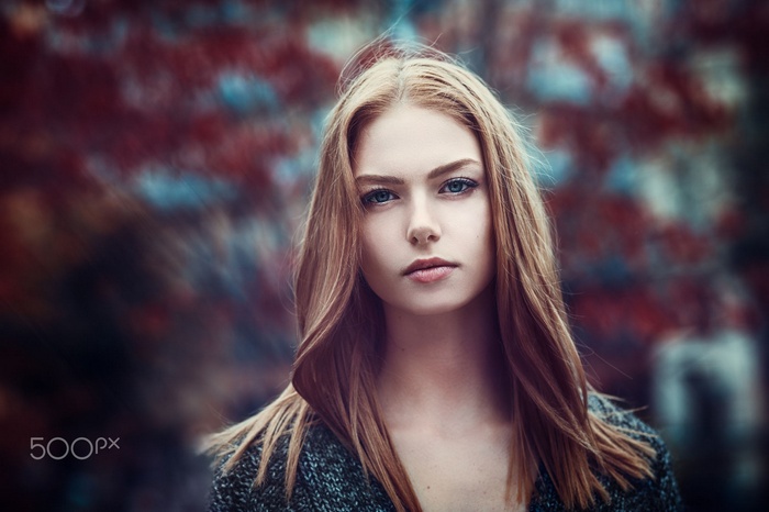 Portrait of a young woman with blonde hair