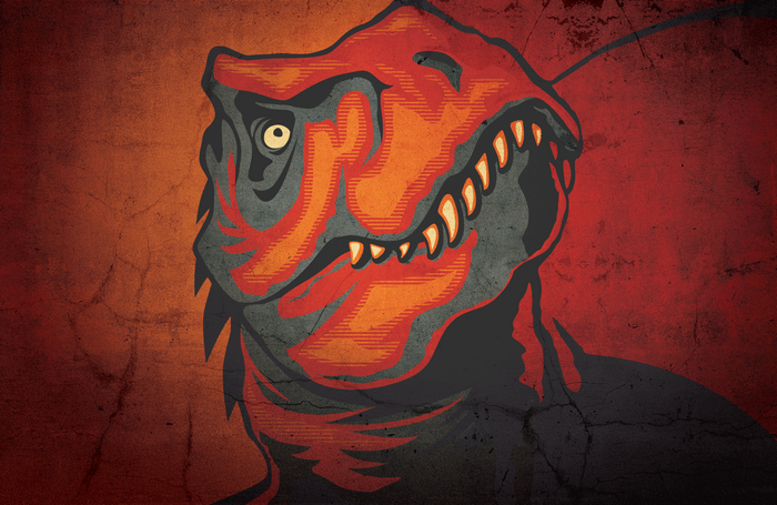 Stylized T-Rex Dinosaur Head on Textured Background