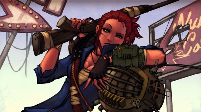 Fallout fan art of a woman with a rifle