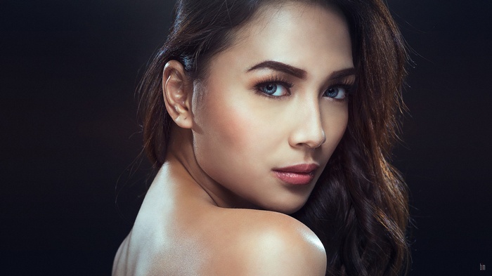 Bry Manaloto Portrait with Blue Eyes and Bare Shoulders