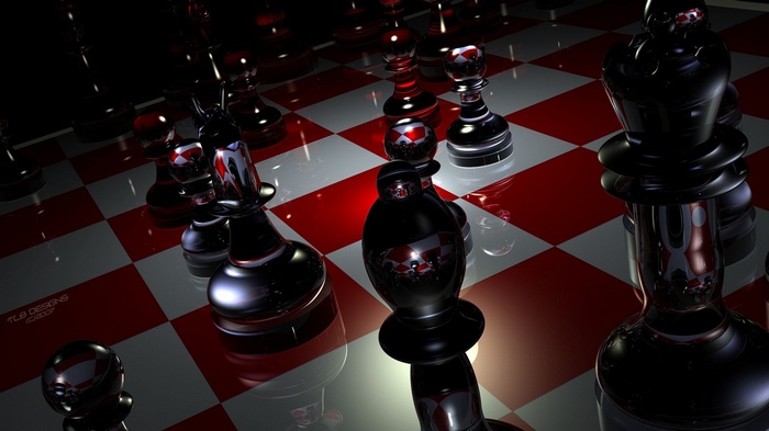 Digital art of a chess game with CGI render