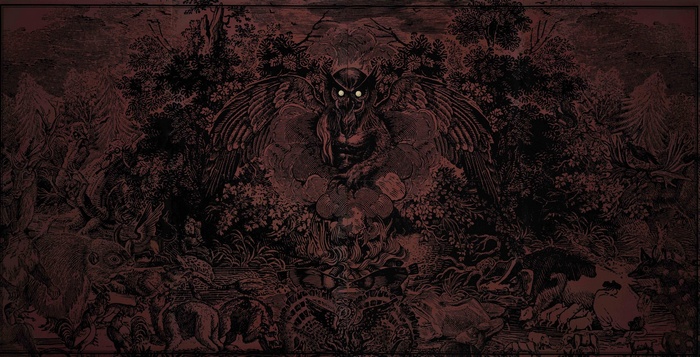 Dark fantasy artwork with animals and an owl