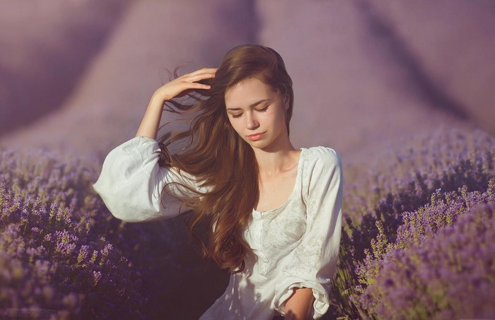 Radina in a Lavender Field by Simeon Kolev
