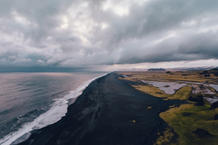Black Sand Beach and Coastal Landscape in Iceland