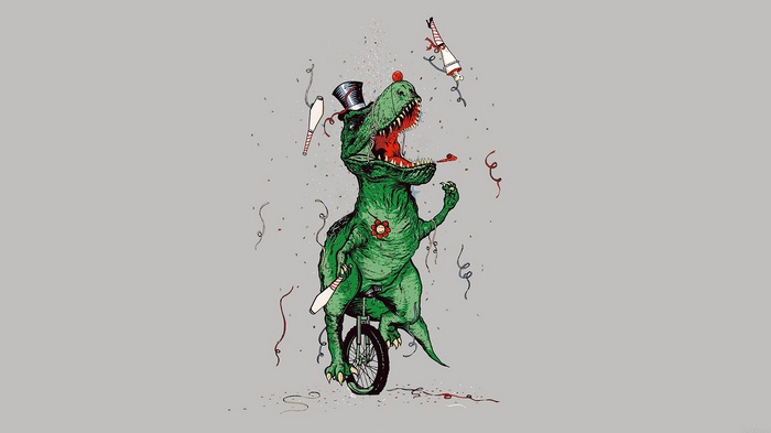 Tyrannosaurus Rex Juggling on a Unicycle