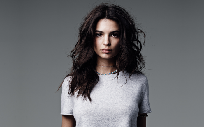 Emily Ratajkowski, Looking At Viewer, Long Hair, Women, Simple ...