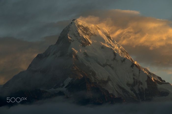 Annapurna mountain peak at sunrise, Nepal