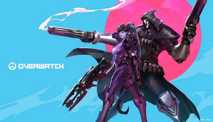 Overwatch characters Widowmaker and Reaper with weapons
