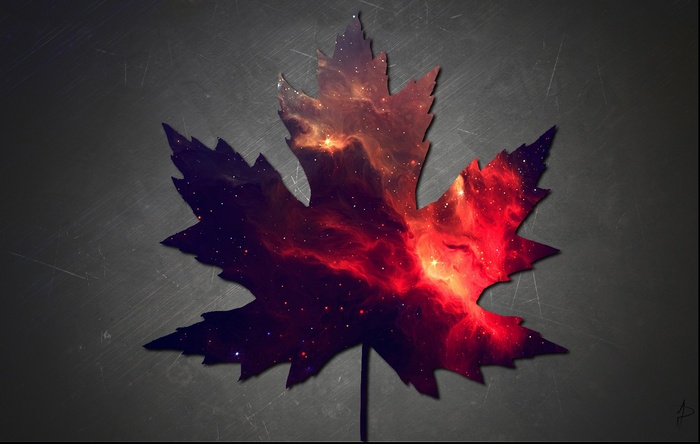 Maple leaf with galaxy inside