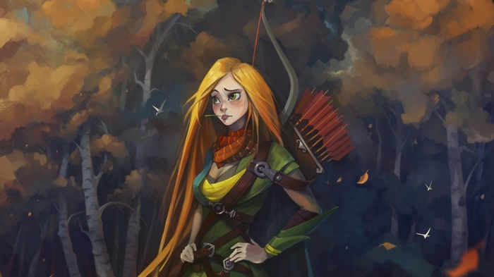 Windrunner from Dota 2 in a forest