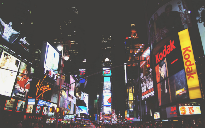 Times Square at Night with Billboards
