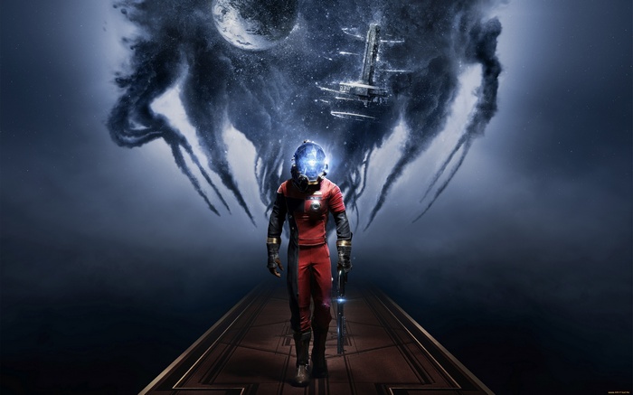 Prey video game character in space