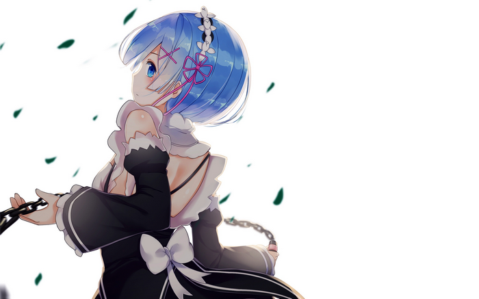 Rem from Re:Zero holding a chain