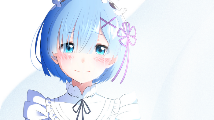 Rem from Re:Zero crying with a smile