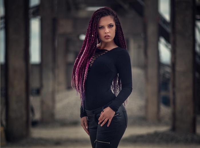Steffanie Madelaine Escobar with purple braids