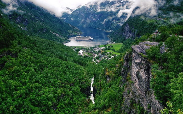 Geiranger Fjord, Norway with Cruise Ship