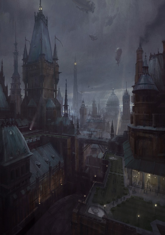 Steampunk Cityscape with Airships from The Order: 1886