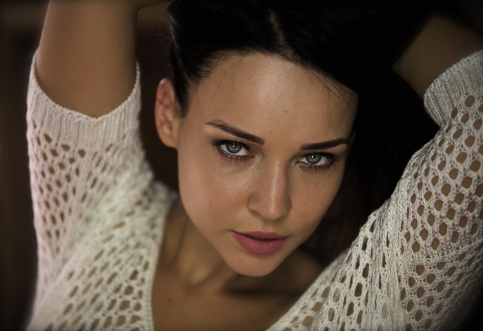 Angelina Petrova portrait with white sweater