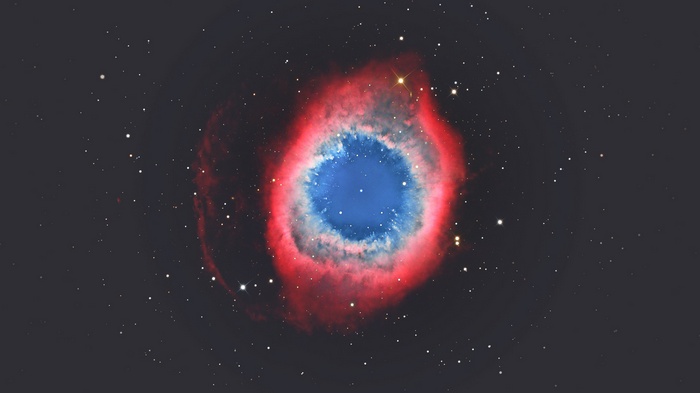 The Helix Nebula in deep space with stars