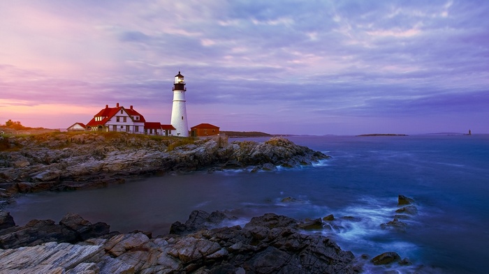 Portland Head Light Lighthouse at Sunset