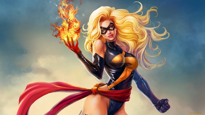 Ms. Marvel with fire in her hand