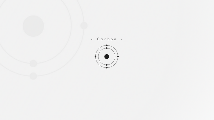 Carbon atom diagram with orbits