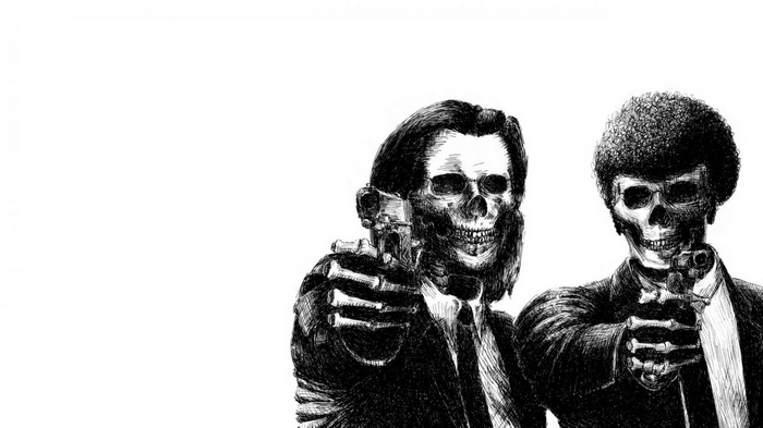 Pulp Fiction skeletons with guns