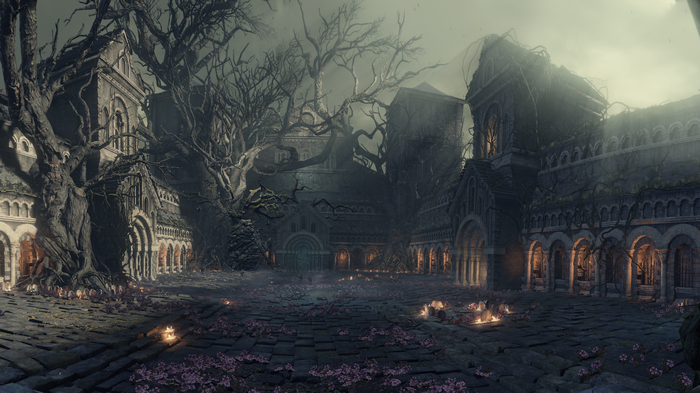 Dark Souls III Curse-Rotted Greatwood environment