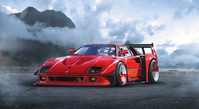 Red Ferrari F40 sports car