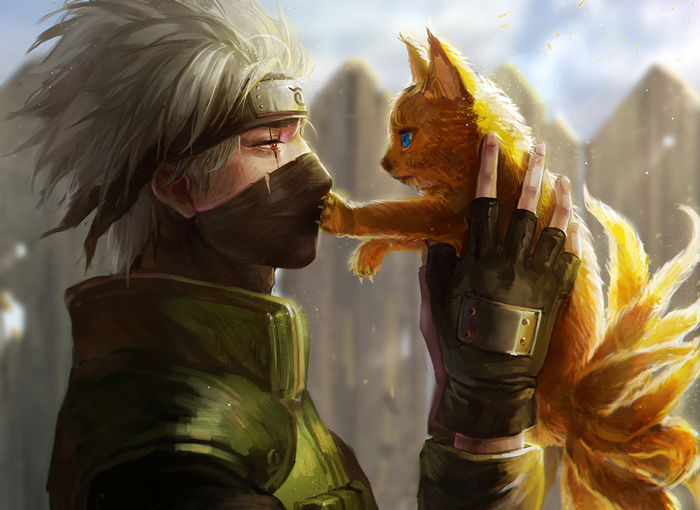 Ninja, Naruto Shippuuden, Hatake Kakashi, Uzumaki Naruto, anime, fox