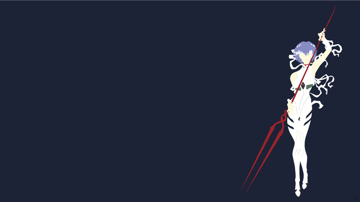 Rei Ayanami holding a red spear