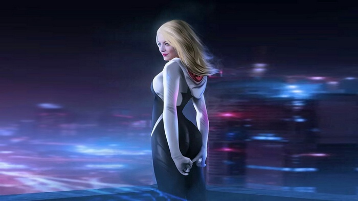 Spider-Gwen fan art featuring Emma Stone