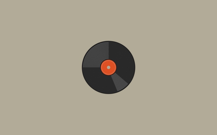 Minimalist vinyl record on a plain background