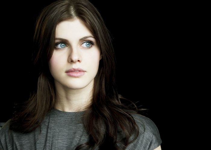 Alexandra Daddario portrait with black background