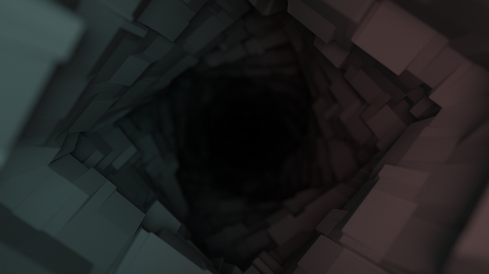Abstract digital art of a dark tunnel