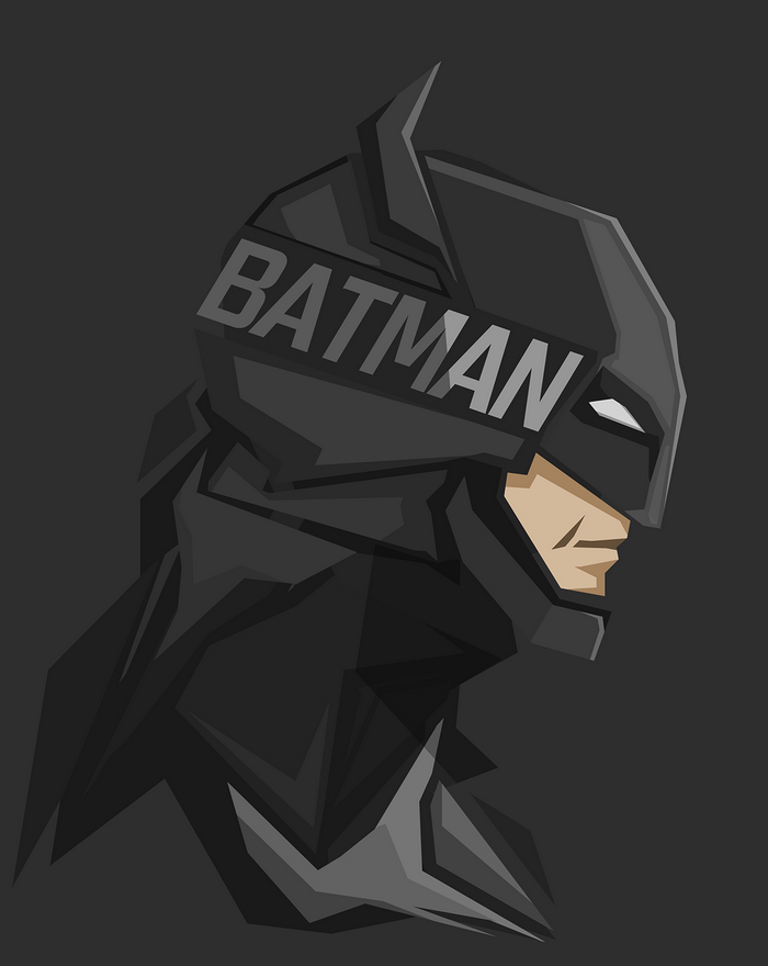 Batman in a stylized, geometric portrait