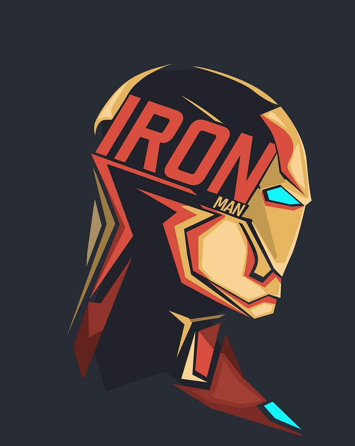 Iron Man stylized portrait with text