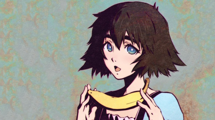 Shiina Mayuri from Steins;Gate holding a banana