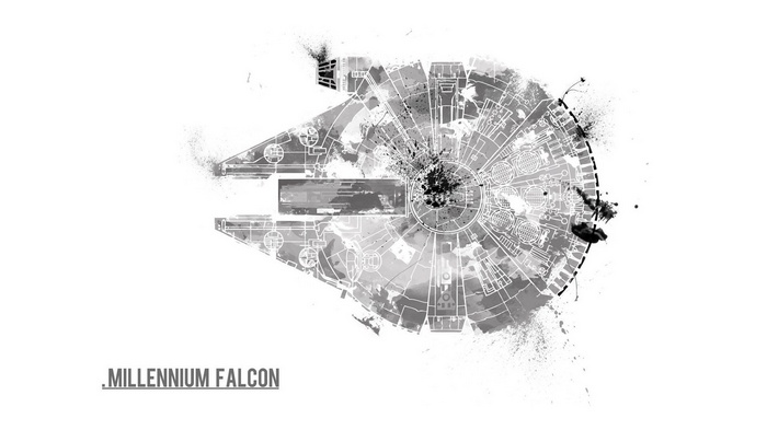 Millennium Falcon Star Wars Blueprint Art