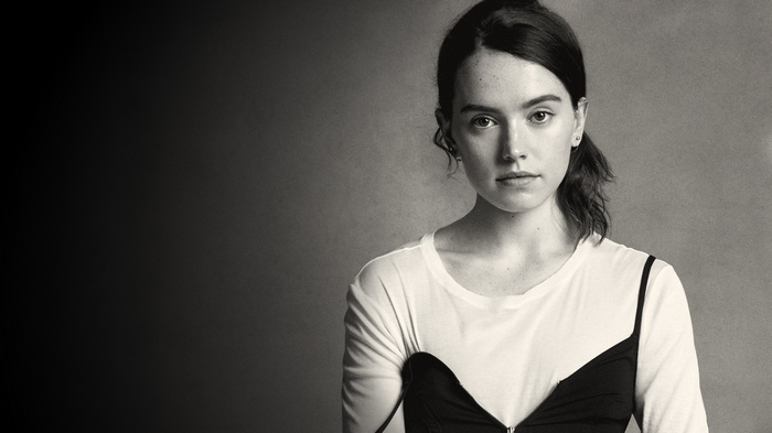 Daisy Ridley Black and White Portrait