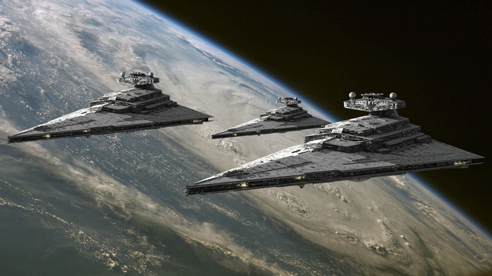 Star Wars Imperial Star Destroyers over Earth