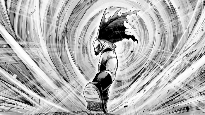 Saitama from One-Punch Man in a vortex