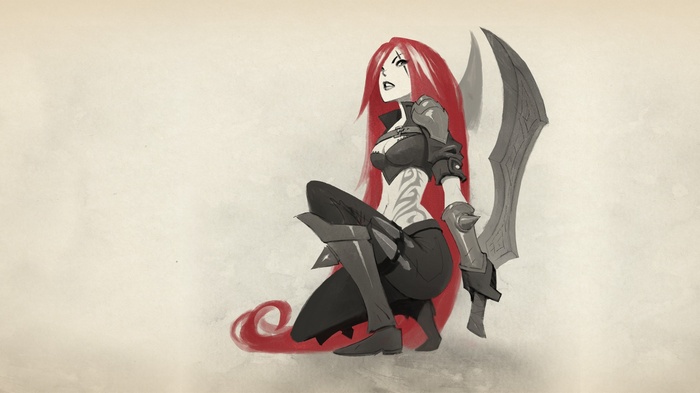 Katarina from League of Legends with swords