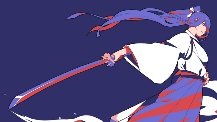 Kiryuin Satsuki from Kill la Kill with a sword