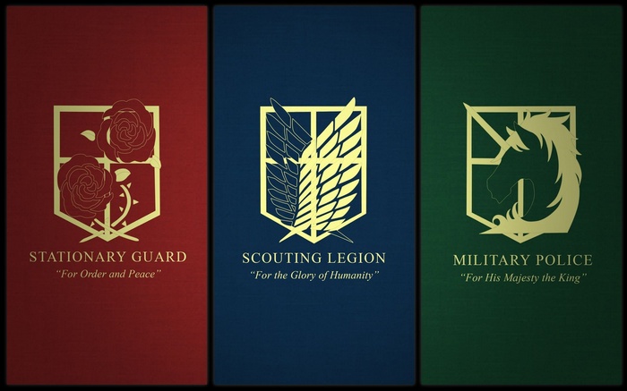 Attack on Titan Factions Stationary Guard, Scouting Legion, Military Police